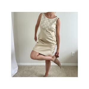 ✨ Sandstone Elegance – Antonio Melani Embellished Sheath Dress